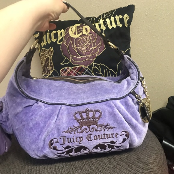 Juicy Couture vintage purple velvet hobo satchel yummy! - Picture 2 of 16